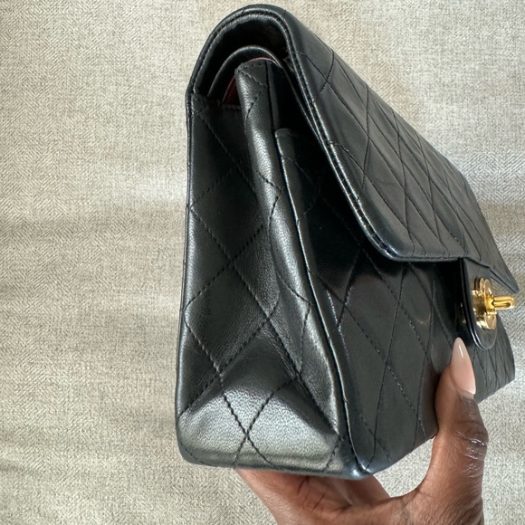 Vintage 18k Chanel double flap classic medium bag black - Picture 7 of 10